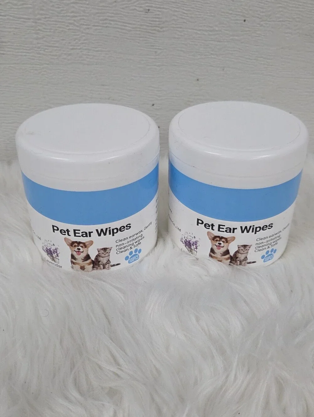 Pet Ear Wipes - Blue & White Canisters (2 Pack)